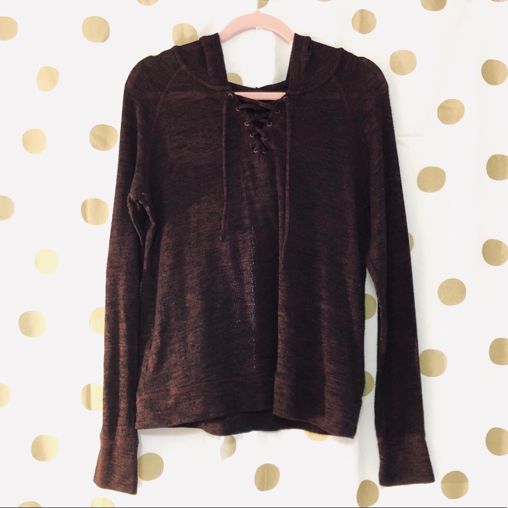 Aeropostale Lace-Up Hooded Sweater Top Wmns Large
